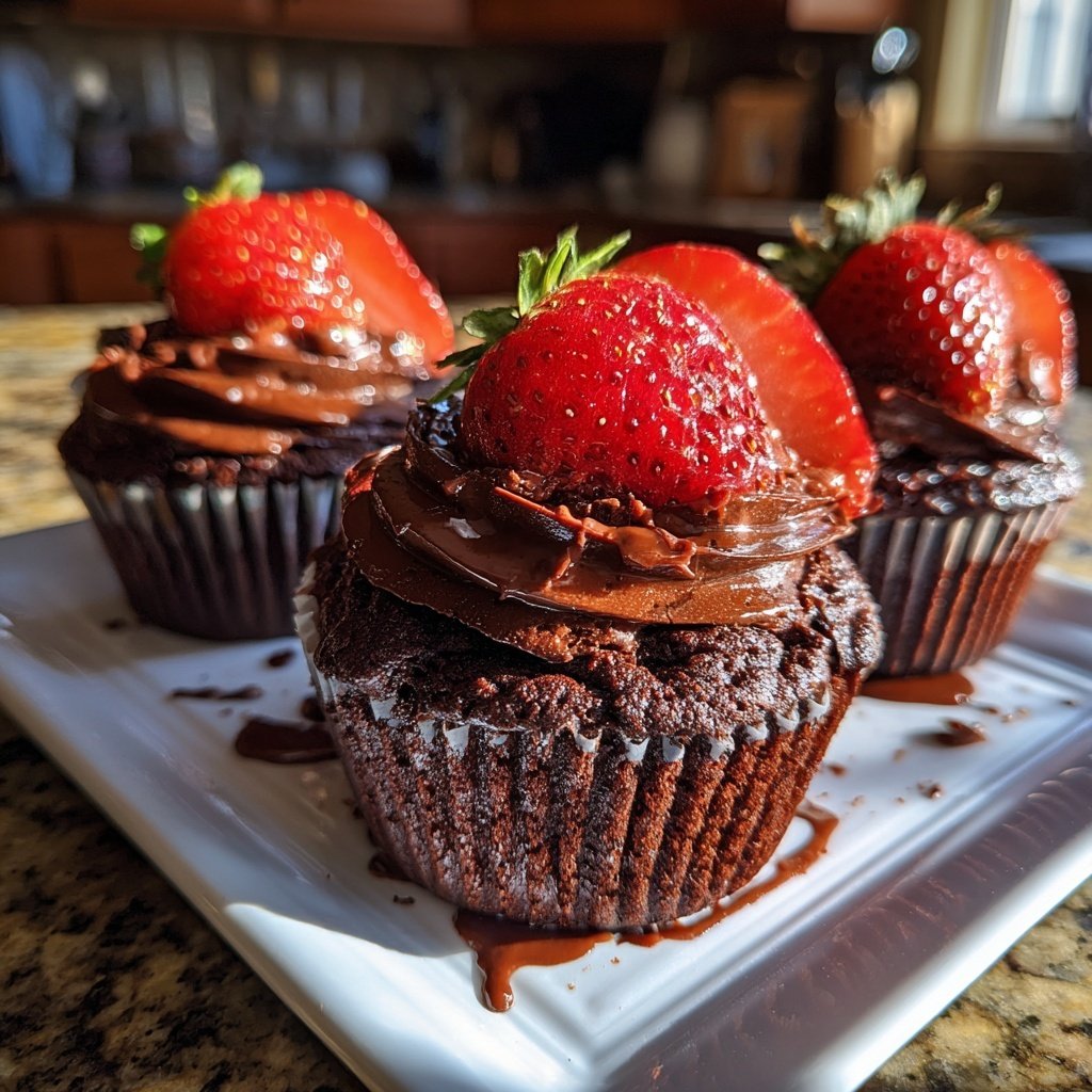 Double Chocolate Strawberry Cupcakes