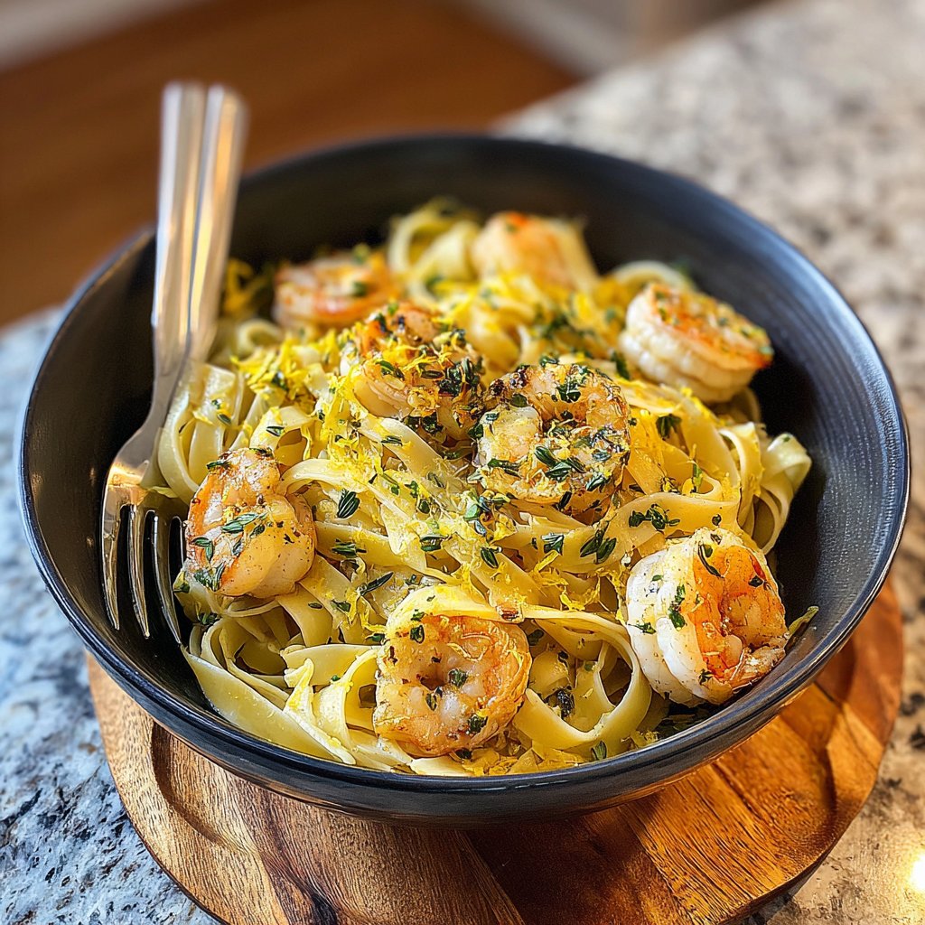 Lemon Thyme Shrimp Tagliatelle