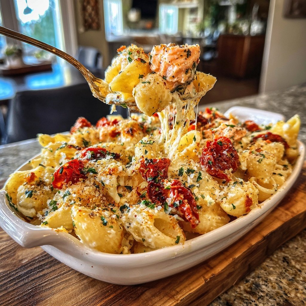 Baked Feta Salmon Pasta